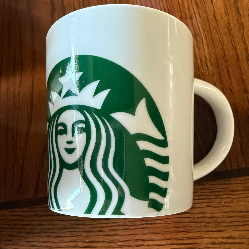 Starbucks Coffee Mug 14oz White Green Siren Mermaid Logo Ceramic Cup
